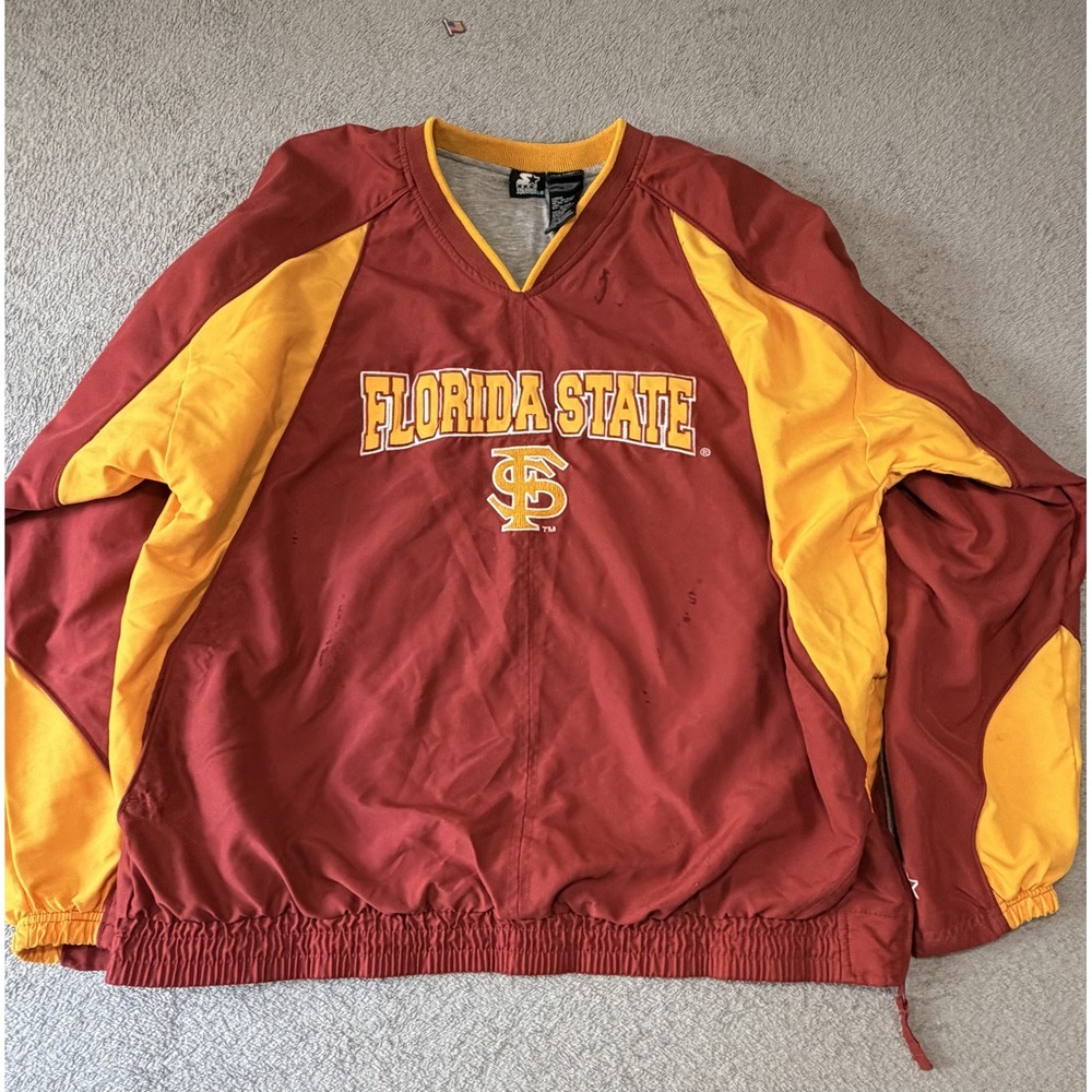 Florida State Seminoles Jacket Mens Large Red NCAA Football Starter Pullover
